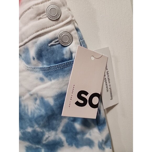 So Girls Tie Dye 4th of July Short Overalls Sz 12 Red White Blue Patriotic NEW - Picture 4 of 7